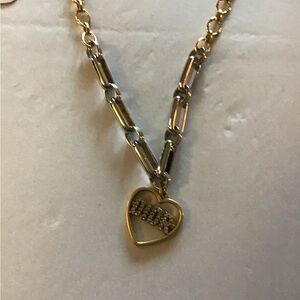 937 Lavalliere Upcycled Jewlery Gold and Silver Dior Heart Pendant Necklace